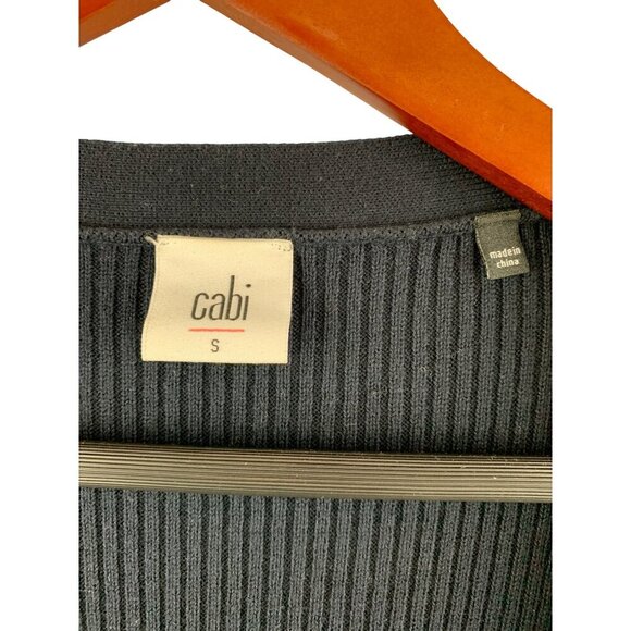 Cabi Womens Ribbed Knit Long Cardigan Sweater S Navy Blue Button Front - Picture 4 of 5